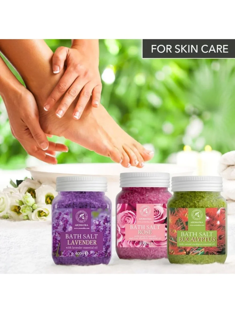 Natural Rose Bath Salts 46 Oz – Spa Essential with Rosewood Oil & Skin Care